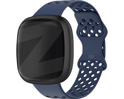 Bandz sport band 'Sport Air' geschikt voor Fitbit Versa 3 / Versa 4 / Sense / Sense 2 - Hoogwaardig ademend siliconen materiaal smartwatch bandje - Perfect voor het sporten - donkerblauw