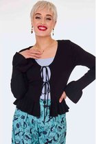 Voodoo Vixen - Tie Front Ruffle Cardigan - M - Zwart