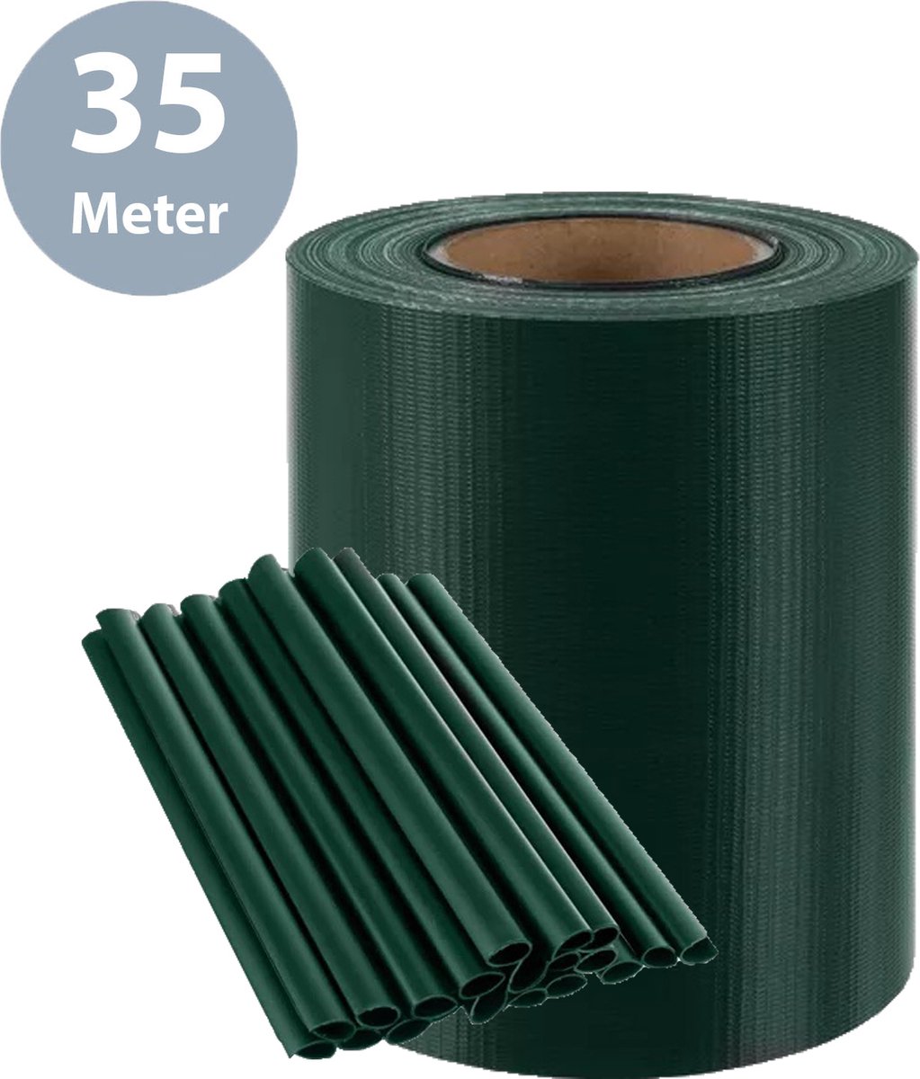 ForDig Vlechtband Groen - 35x0,19 Meter - Privacyband Tuinscherm - Privacystrips Voor Tuinafsluiting - PVC