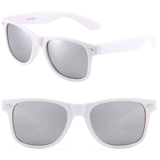 Fako Sunglasses® - Heren Zonnebril - Dames Zonnebril - Classic - UV400 - Wit Frame - Spiegel
