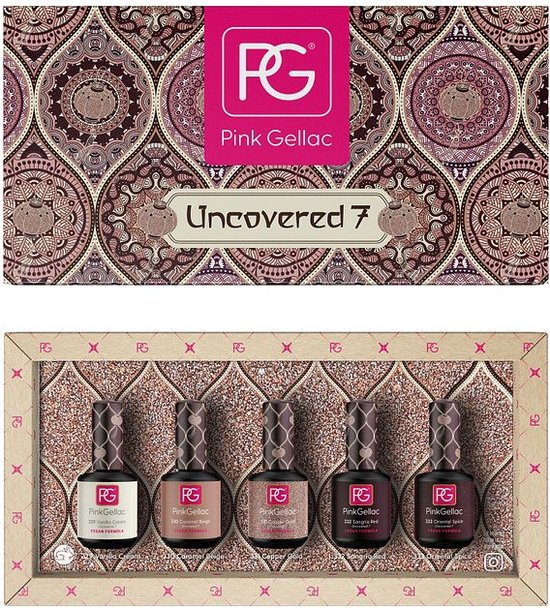 Pink Gellac Collection Box Uncovered7 - Gellak Set Kleuren van 5 x 15ml Sprankelende Kleuren - Gelnagellak - Gel Lak