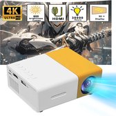 Bmetics Mini Beamer - Projecteur de film extérieur jaune et blanc - Vidéoprojecteur Micro LED avec interface HDMI USB