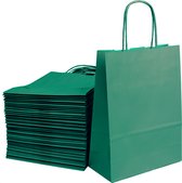 ArtiPack Kraft Papieren Tasjes Met Handvat – Zakjes – 50 Stuks – Groen – 18x8x24 cm – Cadeautasjes A5+