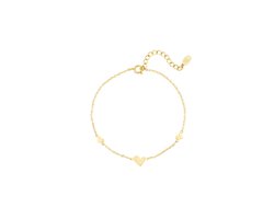 foto van Armband met hartjes goud - Goudkleurig - Armband dames - Stainless Steel - Waterproof - Cadeau - sieraden voor vrouwen