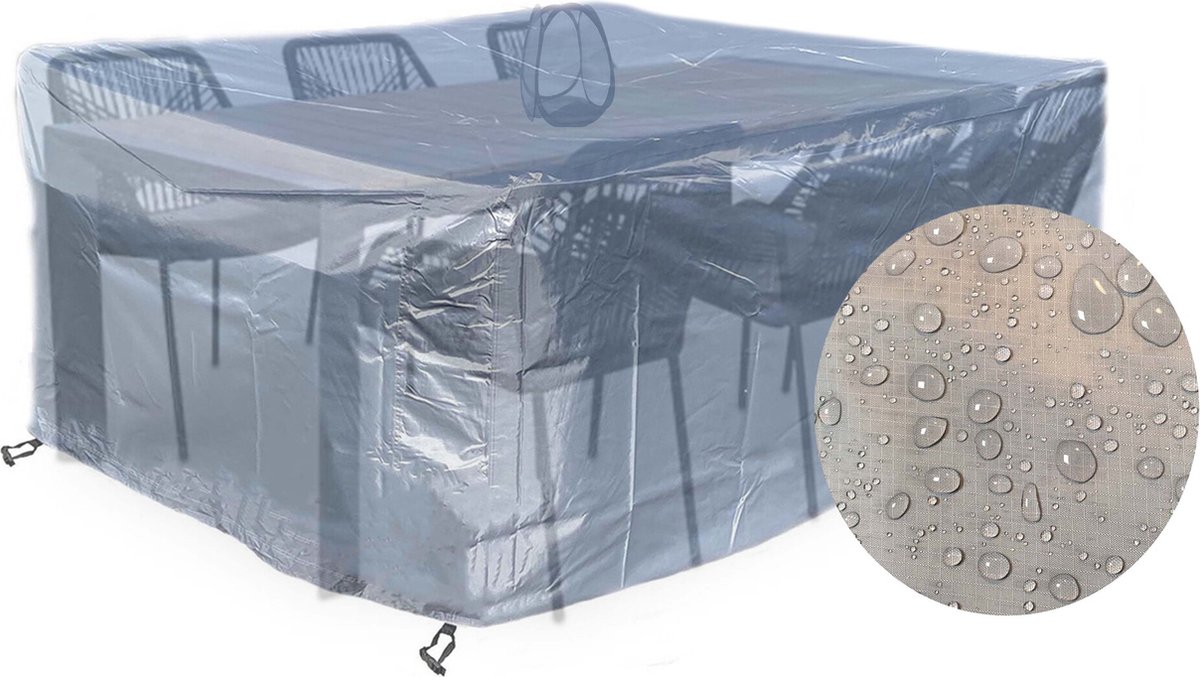CUHOC Diamond Tuinmeubelhoesset - Tuinsethoesset - Hoes met stormbanden,aantrekkoord,antislip en afwaterings HOCCIE - 2x1.6x0.7 Grijs