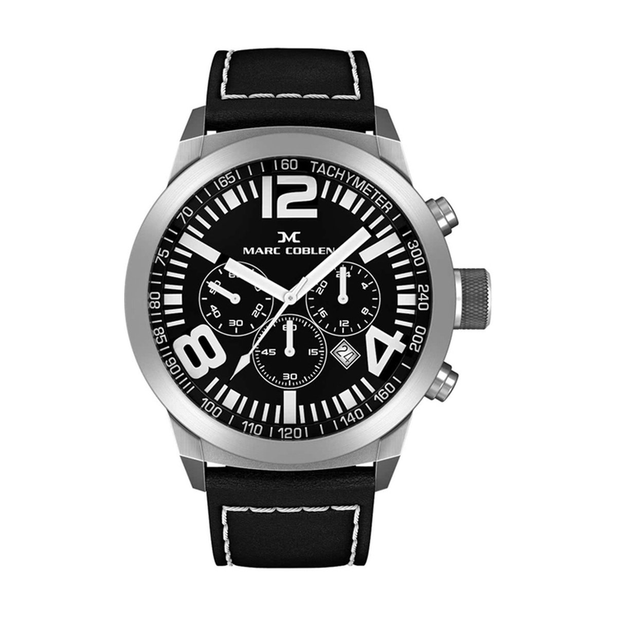 Marc Coblen MC42S2- Horloge - 42 mm - Zwarte wijzerplaat - Zwarte horlogeband