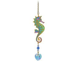 Suncatcher/Zonvanger/Zonnevanger - Zeepaard Blauw/Groen - Crystal Dreams - Handgemaakt - 20mm Kristal - L20cm