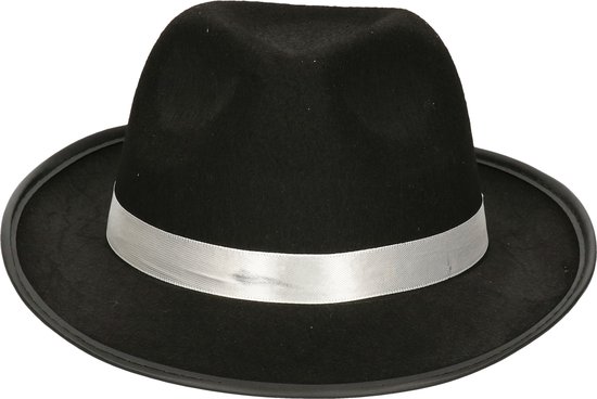 Atosa Carnaval verkleed hoed voor een Maffia/gangster - zwart - polyester - heren/dames