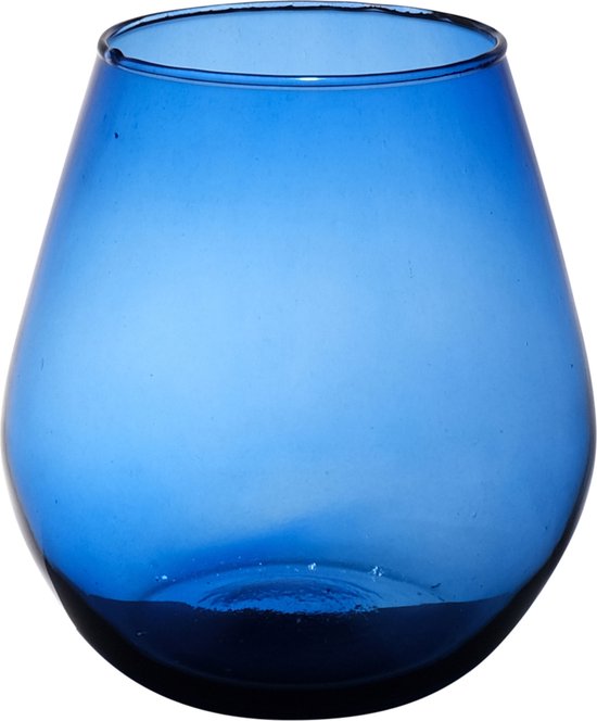 Hakbijl Glass Bloemenvaas Billy - transparant blauw - eco glas - D25 x H30 cm - bol vaas