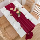 Tafelloper chiffon, in rood (70 cm x 550 cm), rode wijn decoratieve tafelloper gemaakt van stof, donkerrode tafeldecoratie voor verjaardagen, bruiloften, communie, bordeauxrood, 5 m