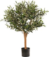Olijfboom - oleander - kunstplant - echte houten stam - 75cm hoog - 1248 blaadjes - 30 olijven