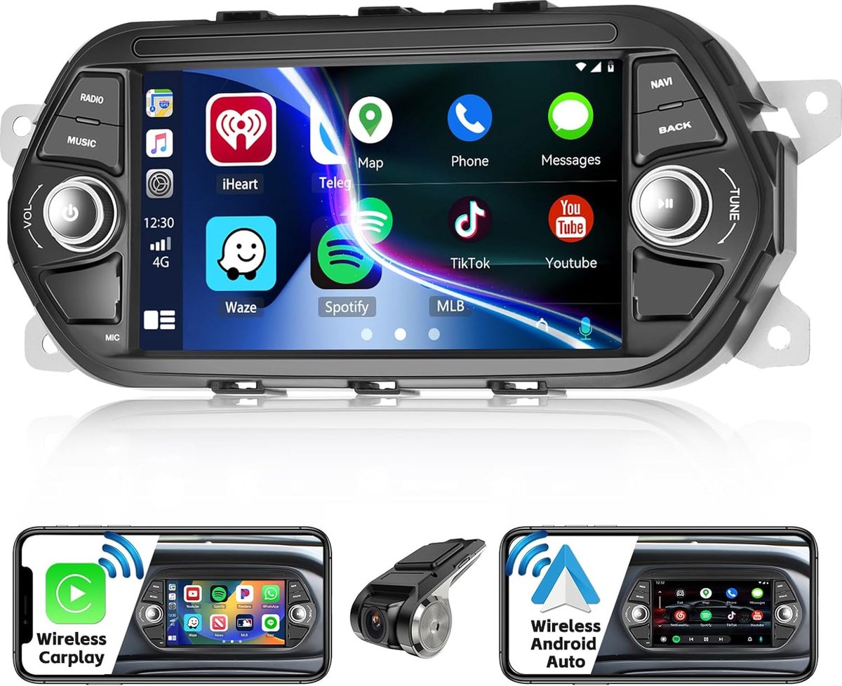 Hikity 2+64GB Android Autoradio - Draadloze Carplay - FIAT Tipo Egea 2015-2017- Ingebouwde Android Auto - 7