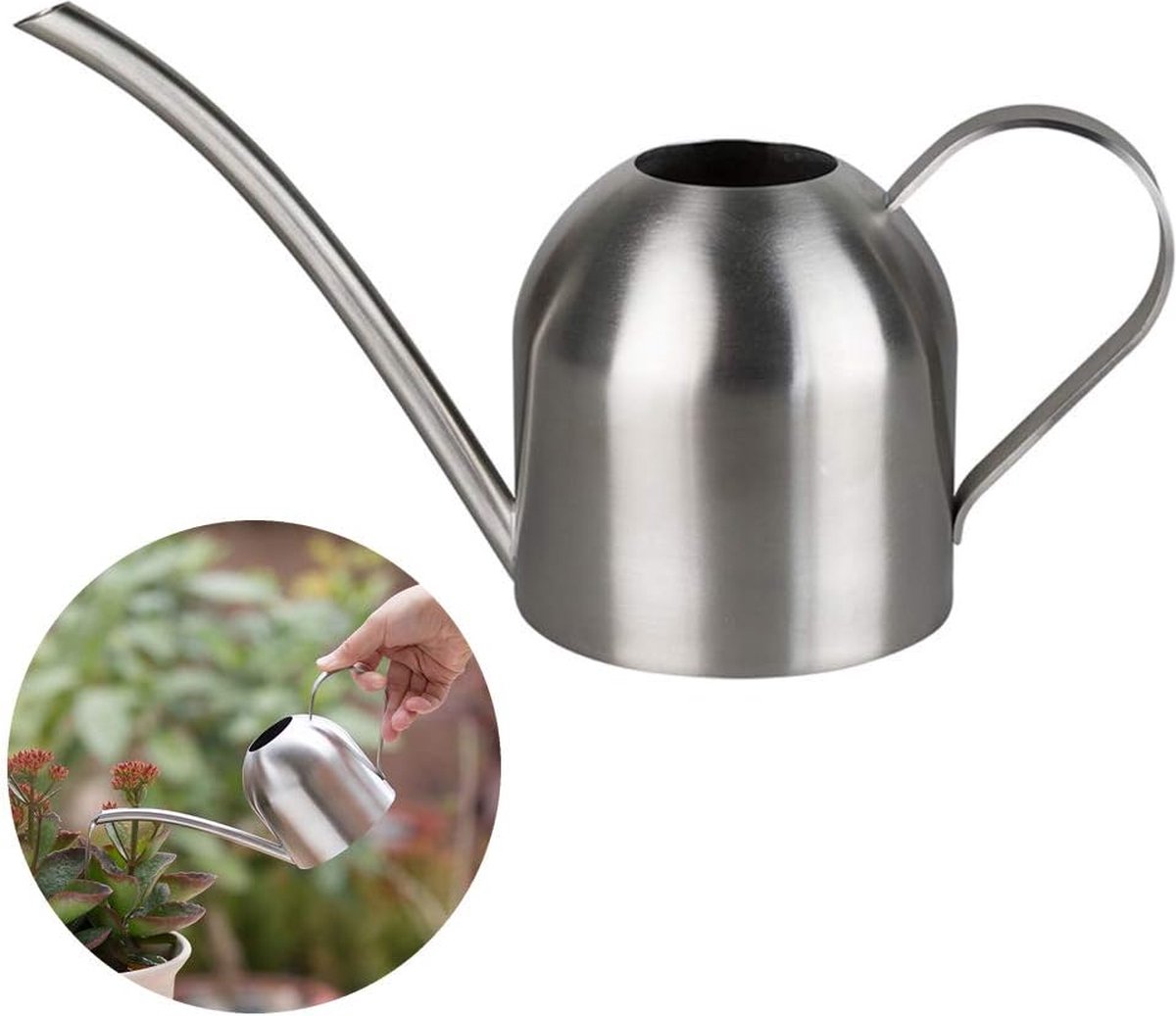 RVS Gieter Kleine Lange Mond Gieter voor Thuis Binnen Buiten Tuin Vetplanten 500ml (Zilver