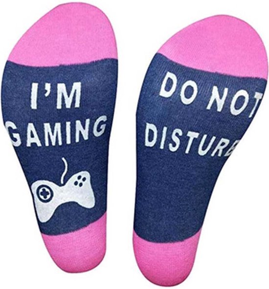 New Age Devi - Do not disturb > I'm Gaming - Sokken - ⁠One Size - Roze/Blauw - Niet storen > Ik ben aan het gamen - Sokken