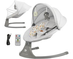 Kinderkraft LUMI 2 Schommelstoel & Wipstoel – Elektrisch 2-in-1 – 5 Snelheden, 12 Melodieën, Timer – Inclusief Speelgoed & Klamboe – Lichtgewicht – Lichtgrijs