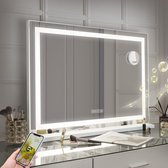 FENCHILIN Hollywood make-up spiegels - 80cmx58cm - Uitgerust met Intelligente Bluetooth - USB-Laadpoort - LED Drie Kleuren Dimmen Instelling -Wandmontage - Het Meest Romantische Cadeau - Wit