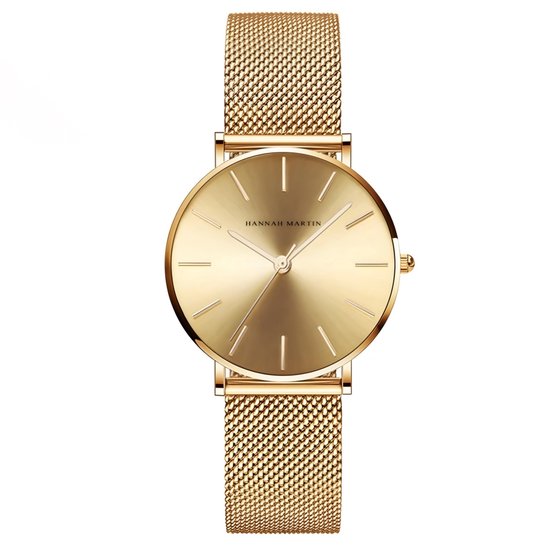 Hannah Martin Elegante Horloge | Goud | Goud Wijzerplaat | Borasi | Dames Horloges | Vrouwen Horloges | Best Verkochte Horloges | Leuke Cadeau | Cadeau Voor Haar | Cadeau Voor Moeder | Luxe Geschenkdoos | Moederdag Cadeautje