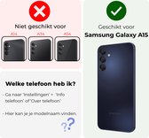 Hoesje Geschikt voor Samsung A15 Hoesje Siliconen Case Hoes Met 2x Screenprotector - Hoes Geschikt voor Samsung Galaxy A15 Hoes Cover Case - Donkerblauw