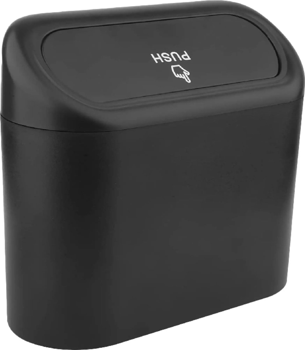 Benson Compact auto afvalbakje - geurdicht en anti-lek - 16 x 6.5 x 13.5 cm - zwart