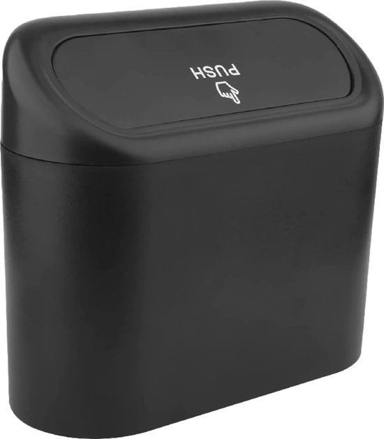 Poubelle Benson Auto - avec couvercle - plastique - noir - 16 x 6,5 x 13,5 cm