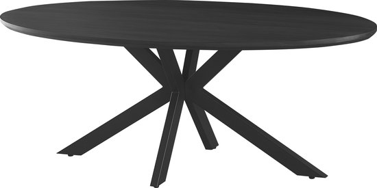 Colenis® - Table à manger - ovale 180cm - Noyer Zwart - Pied Matrix Métal - 180x100x76cm