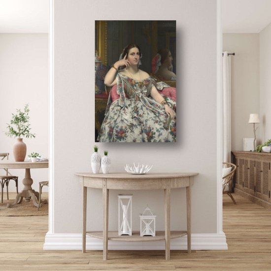 Madame Moitessier - Décoration murale Jean-Auguste-Dominique Ingres - Tableaux Femme - Peintures toile Portrait - Tableau Vintage - Tableaux toile salon - Décoration chambre 75x100 cm
