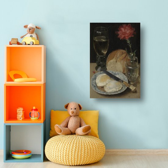 Nature morte aux œufs au plat - Décoration murale Georg Flegel - Décoration murale alimentaire - Peinture sur toile Maîtres anciens - Décoration murale champêtre - Peintures sur toile - Oeuvre 75x100 cm