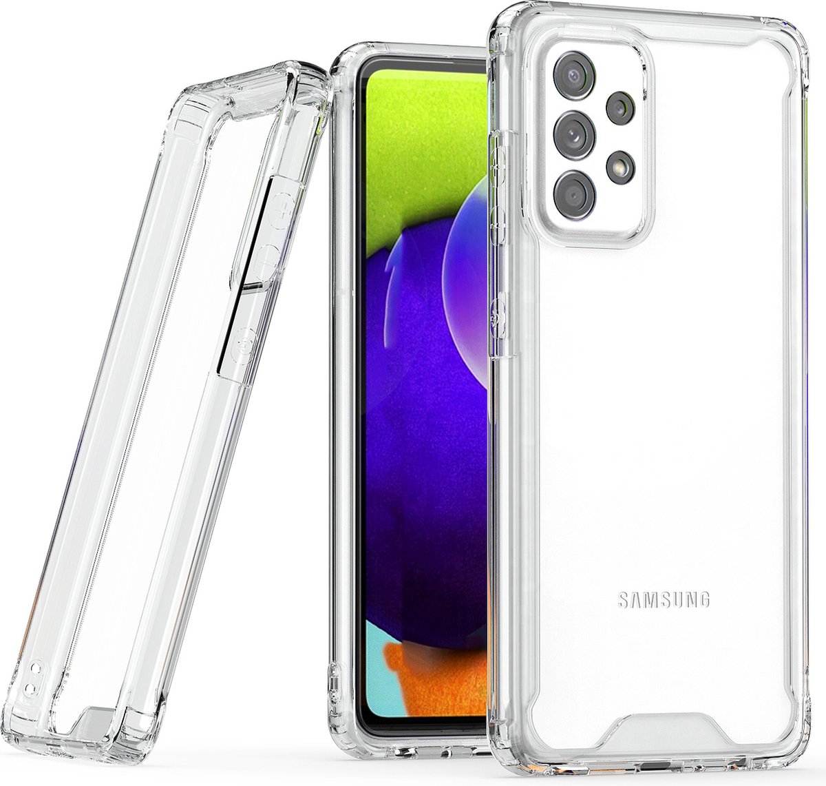 Nuvex Hoesje geschikt voor Samsung Galaxy A52 Doorzichtig Telefoonhoesje - Anti-Shock Case Cover met 1x Screenprotector