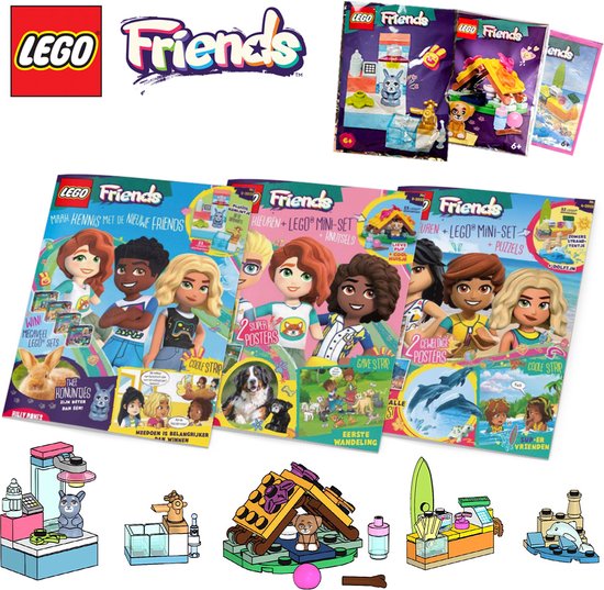 LEGO Friends - Aanbieding van 3 doeboeken + 3 LEGO sets - Voor meisjes vanaf 6 jaar - Doeboek met speelgoed - 3 Polybags - Cadeau - Dieren figuren - Vakantieboek - Kinderen 6 jaar / 7 jaar / 8 jaar / 9 jaar / 10 jaar / 11 jaar