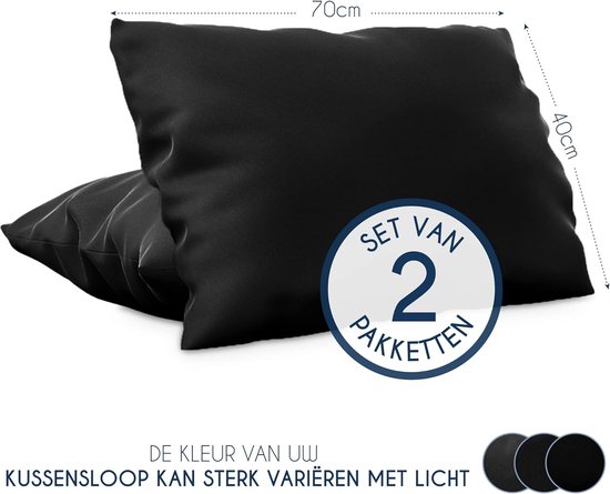 Kussensloop 40x70 Zwart Microvezel OEKO TEX door - 100% Polyester - Kussenslopen Comfortabele Hypoallergene