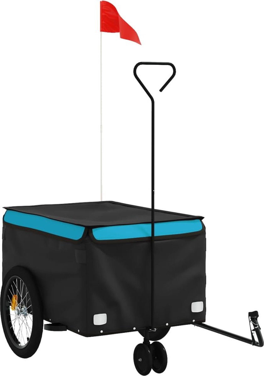 vidaXL - Fietstrailer - 30 - kg - ijzer - zwart - en - blauw