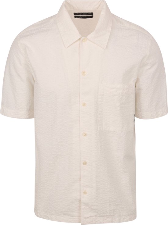Marc O'Polo - Overhemd Short Sleeves Seersucker Off White - Heren - Maat XL - Regular-fit