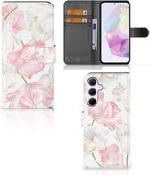 Coque Téléphone Samsung Galaxy A35 PU Premium Housse pour Belles Fleurs Cadeau d'anniversaire Petite Amie