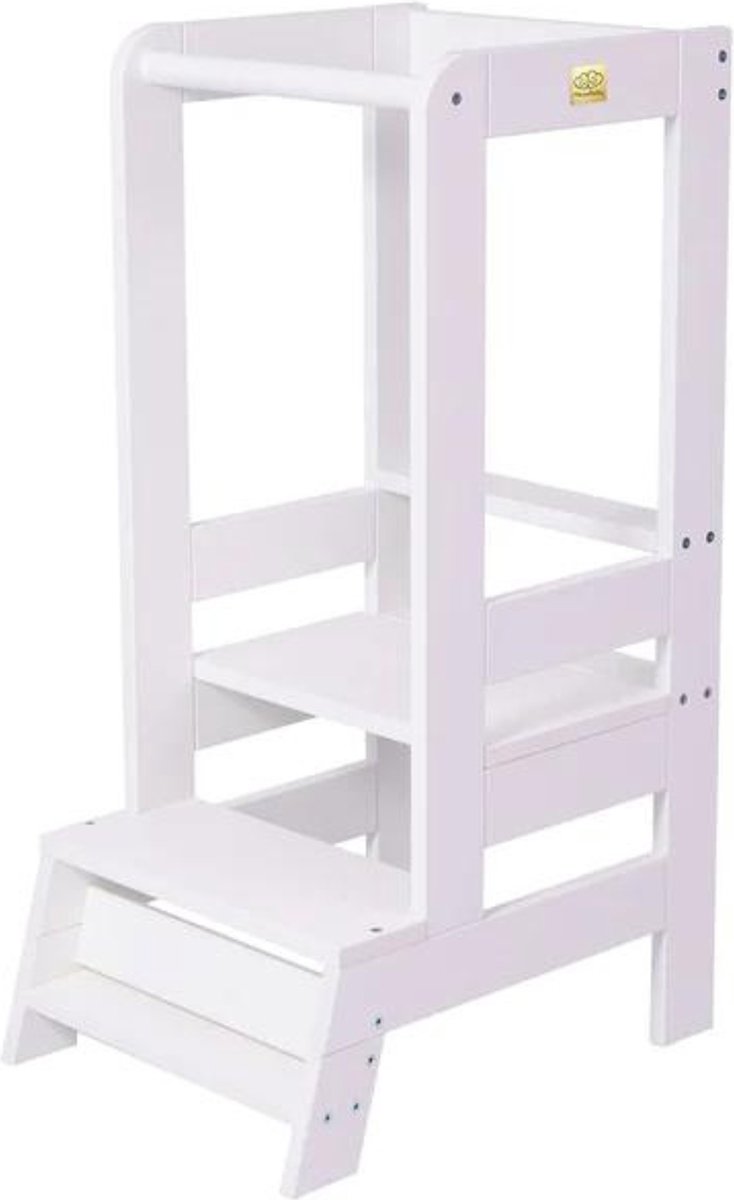 Leertoren | Keukenhelper | grenenhout | wit