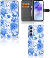 Hoesje Geschikt voor Samsung Galaxy A55 Flowers Blue