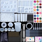 156-delige set met vormen en gereedschap voor het gieten van kunsthars, hangervorm, siliconen, met opbergtas, gemaakt van siliconen en epoxy voor sieraden, sleutelhangers
