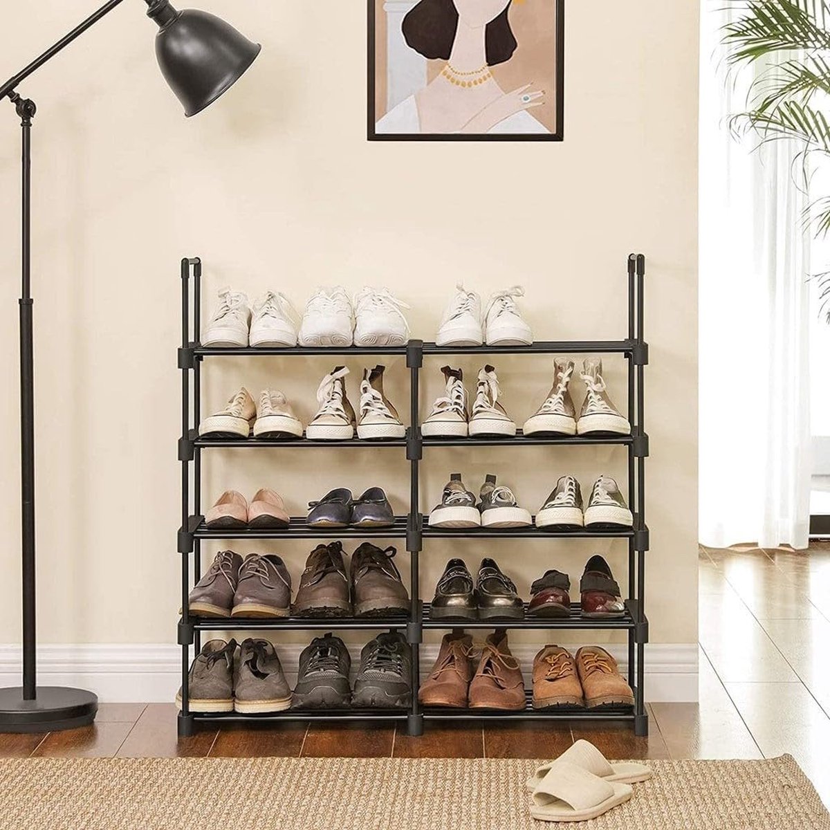schoenenrek, schoenenopberger, shoe rack, shoe storage, 30D x 45B x 174H centimeter