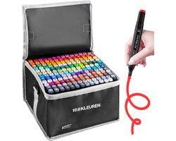 Happy Goods Alcohol Markers - Twinmarkers - 168 stuks - Markeerstiften - Dual-tip Markers incl. Opbergtas - Alcohol Stiften voor Volwassenen & Kinderen - Aquamarkers - Twinmarker