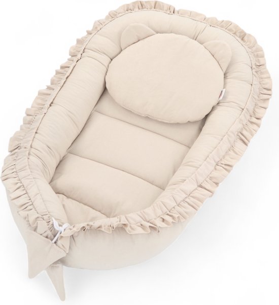 Babynestje - FRILL - Babynest SET met kussen - Beige