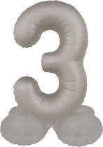 Folat - Staande folieballon Cijfer 3 Moonlight Silver - 41 cm