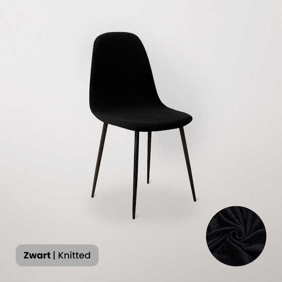 BankhoesDiscounter Knitted Kuipstoel Hoes – Zwart – Eetkamer Stoelhoezen – Stoelhoezen Eetkamerstoelen – Stoelhoezen Stretch – Kuipstoelen