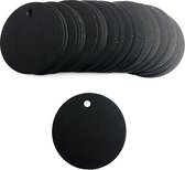 Labels - set van 100 labels rond zwart 5x5 cm. - stevig karton - prijslabels - cadeaulabels - met voorgestanst gaatje