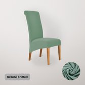BankhoesDiscounter Knitted Hoge Rugleuning Stoelhoes – Groen – Eetkamer Stoelhoezen – Stoelhoezen Eetkamerstoelen – Stoelhoezen Stretch