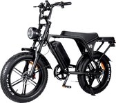 NinRyde V8 PRO - Fatbike - Elektrische Fiets - E Bike - 250W - 15Ah - Zwart - Incl. Alarm met afstandsbediening - Achterzitje