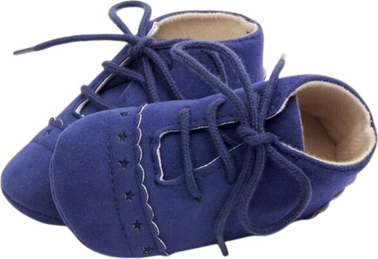 Baby Schoenen - Baby Schoentjes 6-12 maanden - Met kleine decoratieve sterren - Pasgeboren Babyschoenen - Blauw