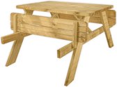 Fratersphere picknicktafel - 120 x 80 cm - Geïmpregneerd grenen - Voor camping, buiten, tuin - kindertafel