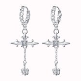 S925 Pure Silver Clover Cross Earrings