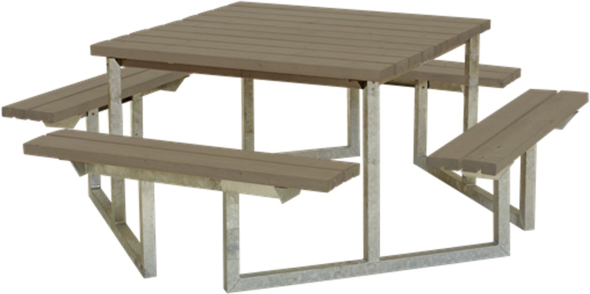 Picknicktafel vuren geimpregneerd - Twist vierkant gegrond grijsbruin 204 x 204 x 73 cm