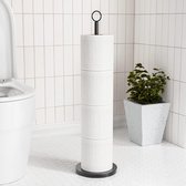 Zwarte toiletrolhouder vrijstaand: roestvrijstalen toiletrolhouder opbergstandaard voor het opbergen van reserverollen - toiletrolhouder voor badkamer