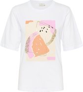 Kaffe T-shirt Kamira T Shirt 10508592 Optical White/watermelon Dames Maat - XL